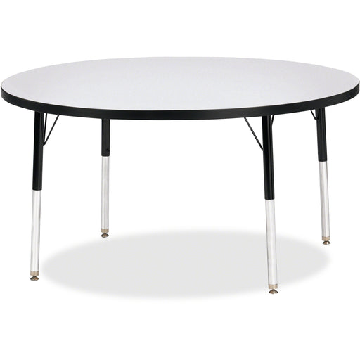 Jonti-Craft Berries Adult Height Color Edge Round Table - Black Round, Laminated Top - Four Leg Base - 4 Legs - Height Adjustable - 24" to 31" Adjustment x 1.13" Table Top Thickness x 48" Table Top Diameter - 31" Height - Art, Craft - Assembly Required -