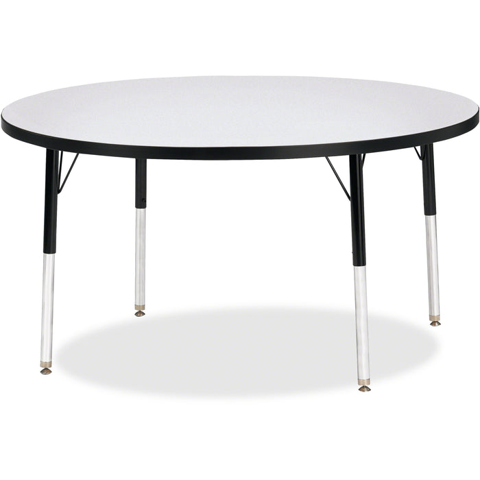 Jonti-Craft Berries Adult Height Color Edge Round Table - Black Round, Laminated Top - Four Leg Base - 4 Legs - Height Adjustable - 24" to 31" Adjustment x 1.13" Table Top Thickness x 48" Table Top Diameter - 31" Height - Art, Craft - Assembly Required -