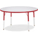 Jonti-Craft Berries Adult Height Color Edge Round Table - Laminated Round, Red Top - Four Leg Base - 4 Legs - Height Adjustable - 24" to 31" Adjustment x 1.13" Table Top Thickness x 48" Table Top Diameter - 31" Height - Art, Craft - Assembly Required - Po