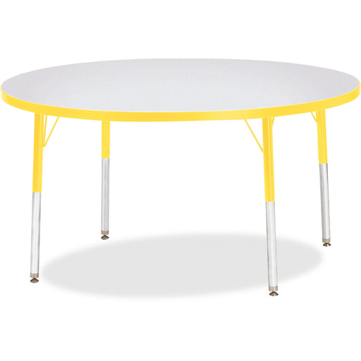 Jonti-Craft Berries Adult Height Color Edge Round Table - Laminated Round, Yellow Top - Four Leg Base - 4 Legs - Height Adjustable - 24" to 31" Adjustment x 1.13" Table Top Thickness x 48" Table Top Diameter - 31" Height - Art, Craft - Assembly Required -