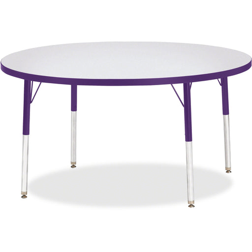 Jonti-Craft Berries Adult Height Color Edge Round Table - Laminated Round, Purple Top - Four Leg Base - 4 Legs - Height Adjustable - 24" to 31" Adjustment x 1.13" Table Top Thickness x 48" Table Top Diameter - 31" Height - Art, Craft - Assembly Required -