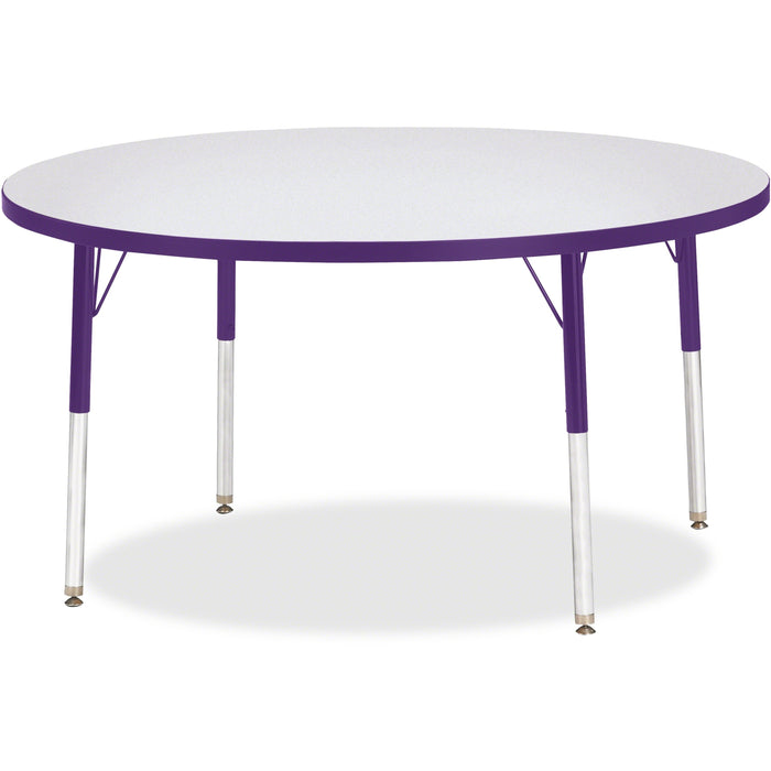Jonti-Craft Berries Adult Height Color Edge Round Table - Laminated Round, Purple Top - Four Leg Base - 4 Legs - Height Adjustable - 24" to 31" Adjustment x 1.13" Table Top Thickness x 48" Table Top Diameter - 31" Height - Art, Craft - Assembly Required -