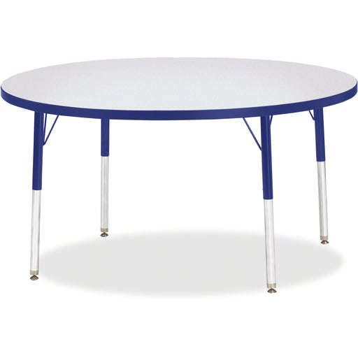 Jonti-Craft Berries Adult Height Color Edge Round Table - Gray Round, Laminated Top - Four Leg Base - 4 Legs - Height Adjustable - 24" to 31" Adjustment x 1.13" Table Top Thickness x 48" Table Top Diameter - 31" Height - Art, Craft - Assembly Required - P