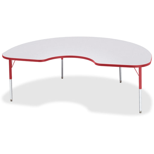 Jonti-Craft Berries Elementary Height Color Edge Kidney Table - Laminated Kidney-shaped, Red Top - Four Leg Base - 4 Legs - Height Adjustable - 15" to 24" Adjustment - 72" Table Top Length x 48" Table Top Width x 1.13" Table Top Thickness - 24" Height - A