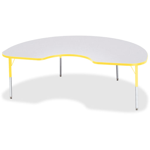 Jonti-Craft Berries Elementary Height Color Edge Kidney Table - Laminated Kidney-shaped, Yellow Top - Four Leg Base - 4 Legs - Height Adjustable - 15" to 24" Adjustment - 72" Table Top Length x 48" Table Top Width x 1.13" Table Top Thickness - 24" Height