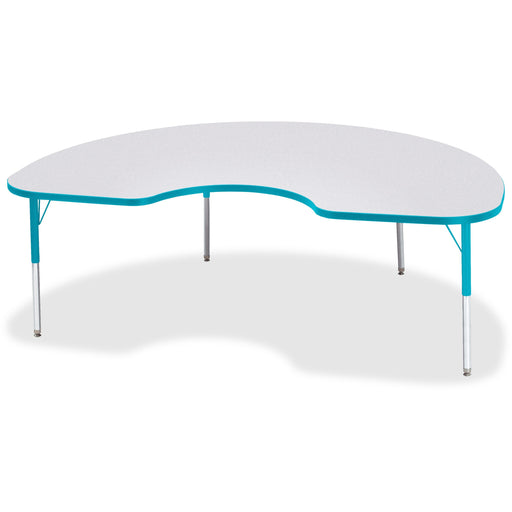 Jonti-Craft Berries Elementary Height Color Edge Kidney Table - Laminated Kidney-shaped, Teal Top - Four Leg Base - 4 Legs - Height Adjustable - 15" to 24" Adjustment - 72" Table Top Length x 48" Table Top Width x 1.13" Table Top Thickness - 24" Height -