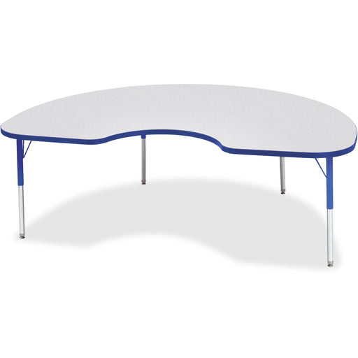 Jonti-Craft Berries Elementary Height Color Edge Kidney Table - Gray Kidney-shaped, Laminated Top - Four Leg Base - 4 Legs - Height Adjustable - 15" to 24" Adjustment - 72" Table Top Length x 48" Table Top Width x 1.13" Table Top Thickness - 24" Height -