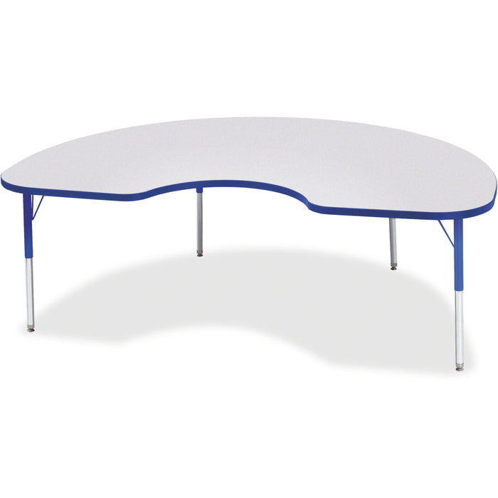 Jonti-Craft Berries Elementary Height Color Edge Kidney Table - Gray Kidney-shaped, Laminated Top - Four Leg Base - 4 Legs - Height Adjustable - 15" to 24" Adjustment - 72" Table Top Length x 48" Table Top Width x 1.13" Table Top Thickness - 24" Height -
