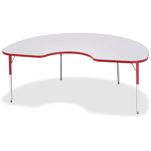 Jonti-Craft Berries Adult Height Prism Color Edge Kidney Table - Laminated Kidney-shaped, Red Top - Four Leg Base - 4 Legs - Height Adjustable - 24" to 31" Adjustment - 72" Table Top Length x 48" Table Top Width x 1.13" Table Top Thickness - 31" Height -
