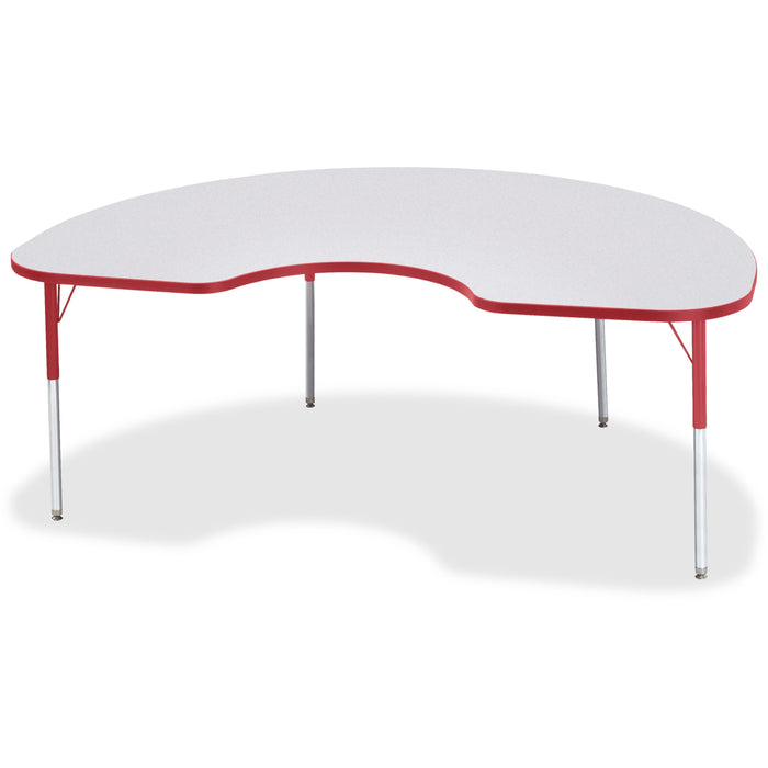 Jonti-Craft Berries Adult Height Prism Color Edge Kidney Table - Laminated Kidney-shaped, Red Top - Four Leg Base - 4 Legs - Height Adjustable - 24" to 31" Adjustment - 72" Table Top Length x 48" Table Top Width x 1.13" Table Top Thickness - 31" Height -