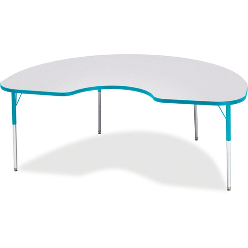 Jonti-Craft Berries Adult Height Prism Color Edge Kidney Table - Laminated Kidney-shaped, Teal Top - Four Leg Base - 4 Legs - Height Adjustable - 24" to 31" Adjustment - 72" Table Top Length x 48" Table Top Width x 1.13" Table Top Thickness - 31" Height -