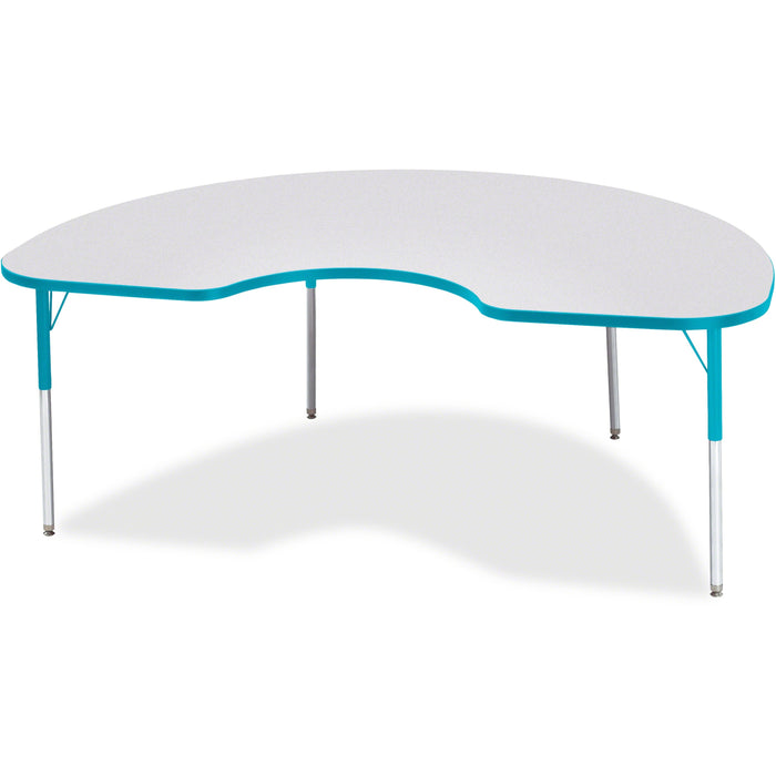 Jonti-Craft Berries Adult Height Prism Color Edge Kidney Table - Laminated Kidney-shaped, Teal Top - Four Leg Base - 4 Legs - Height Adjustable - 24" to 31" Adjustment - 72" Table Top Length x 48" Table Top Width x 1.13" Table Top Thickness - 31" Height -