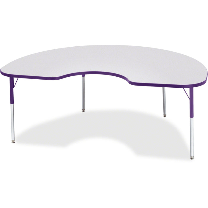Jonti-Craft Berries Adult Height Prism Color Edge Kidney Table - Gray Kidney-shaped, Laminated Top - Four Leg Base - 4 Legs - Height Adjustable - 24" to 31" Adjustment - 72" Table Top Length x 48" Table Top Width x 1.13" Table Top Thickness - 31" Height -