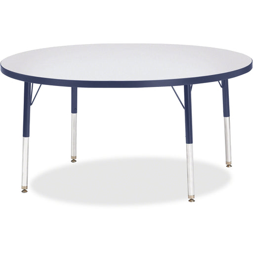 Jonti-Craft Berries Elementary Height Color Edge Round Table - Navy Round Top - Four Leg Base - 4 Legs - Height Adjustable - 15" to 24" Adjustment x 1.13" Table Top Thickness x 48" Table Top Diameter - 24" Height - Art, Craft - Assembly Required - Freckle