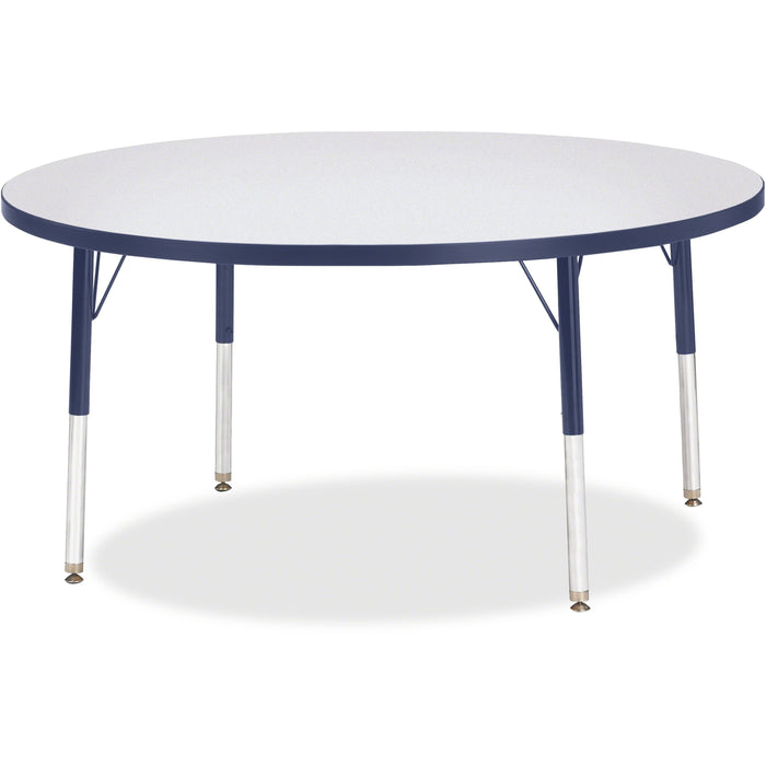 Jonti-Craft Berries Elementary Height Color Edge Round Table - Navy Round Top - Four Leg Base - 4 Legs - Height Adjustable - 15" to 24" Adjustment x 1.13" Table Top Thickness x 48" Table Top Diameter - 24" Height - Art, Craft - Assembly Required - Freckle