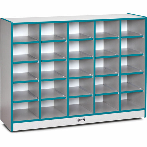 Jonti-Craft Rainbow Accents Toddler Single Storage - 35.50" Height x 48" Width x 15" Depth - Durable, Laminated - Teal - Rubber - 1 Each
