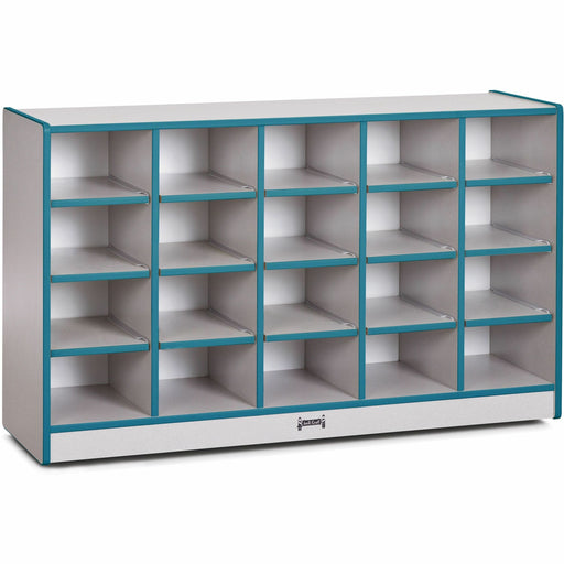 Jonti-Craft Rainbow Accents Toddler Single Storage - 20 Compartment(s) - 29.50" Height x 48" Width x 15" Depth - Laminated, Chip Resistant - Teal - Rubber - 1 Each