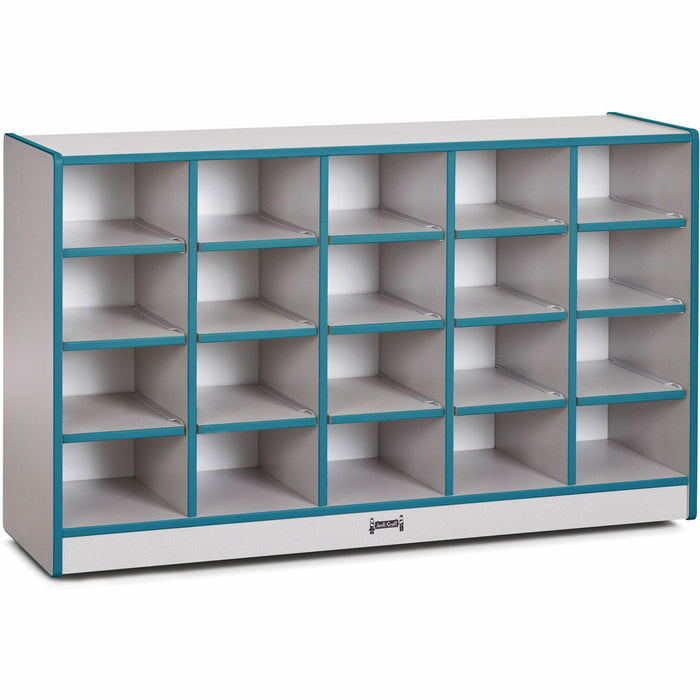 Jonti-Craft Rainbow Accents Toddler Single Storage - 20 Compartment(s) - 29.50" Height x 48" Width x 15" Depth - Laminated, Chip Resistant - Teal - Rubber - 1 Each