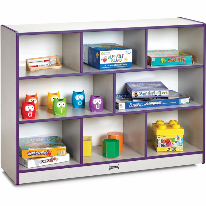 Jonti-Craft Rainbow Accents Super-size Mobile Storage - 35.50" Height x 48" Width x 15" Depth - Durable, Laminated - Purple - Hard Rubber - 1 Each