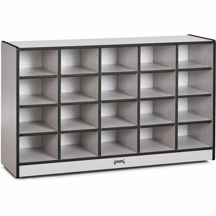 Jonti-Craft Rainbow Accents Toddler Single Storage - 20 Compartment(s) - 29.50" Height x 48" Width x 15" Depth - Laminated, Chip Resistant - Black - Rubber - 1 Each