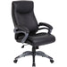 Lorell Executive High-Back Chair with Gun Metal Base - Black Seat Color - Leather Seat Material - 5-star Base - 1 Each