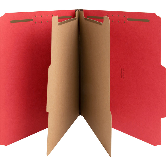 Nature Saver Letter Recycled Classification Folder - 8 1/2" x 11" - 2" for Folder - 2 Divider - 25 pt. - Red - 100% Recycled - 10 / Box