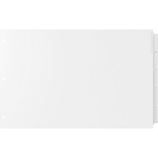 EasyFit Insertable 5-Tab Index Dividers - 5 x Divider(s) - 5 Tab(s)/Set - 11" Divider Width x 17" Divider Length - Ledger - 3 Hole Punched - White Divider - Clear Tab(s) - 30% Recycled - Reinforced Edges, Punched - 1 Set