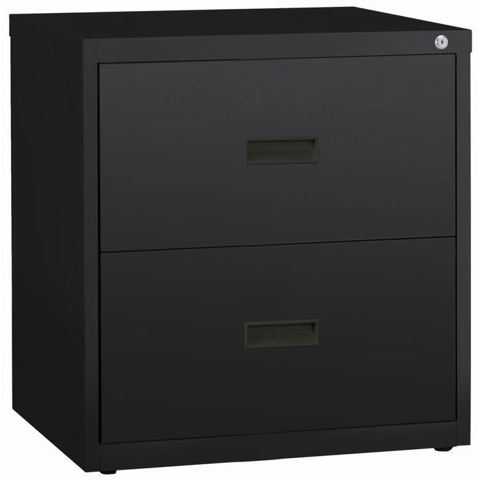 Lorell Value Lateral File - 2-Drawer - 30" Width x 18.6" Depth x 28.1" Height - 2 x Drawer(s) for File - A4, Letter, Legal - Interlocking, Ball-bearing Suspension, Adjustable Glide, Locking Drawer - Black - Steel - Recycled - 1 Each
