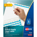 Avery® Index Maker Index Divider - 250 x Divider(s) - Print-on Tab(s) - 5 - 5 Tab(s)/Set - 8.5" Divider Width x 11" Divider Length - 3 Hole Punched - White Paper Divider - White Paper Tab(s) - Hole-punched, Printable, Customizable - 50 / Box