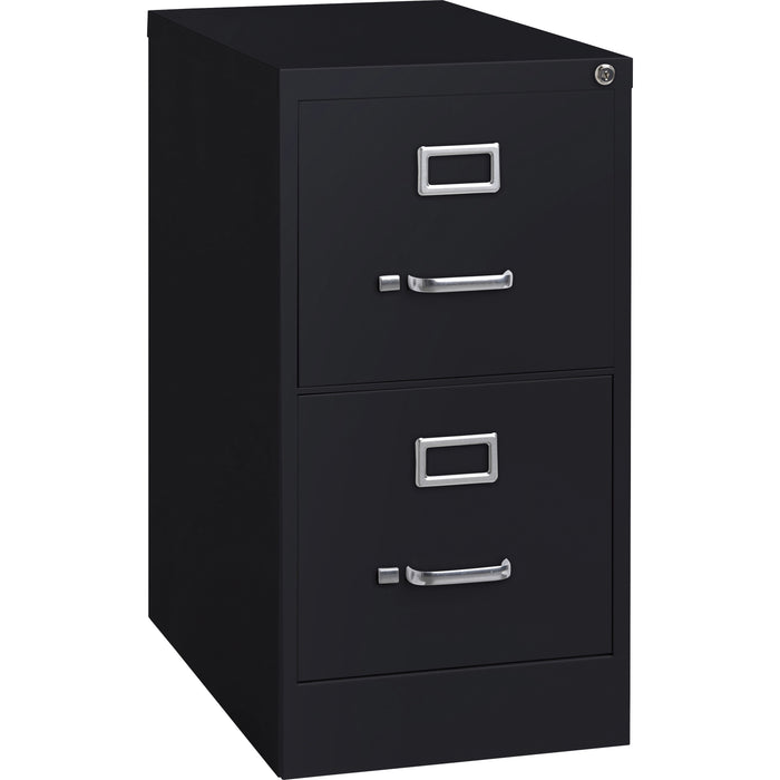 Lorell Fortress Series 22" Commercial-Grade Vertical File Cabinet - 15" Width x 22" Depth x 28.4" Height - 2 x Drawer(s) for File - Letter - Lockable, Ball-bearing Suspension - Black - Steel - Recycled - 1 Each