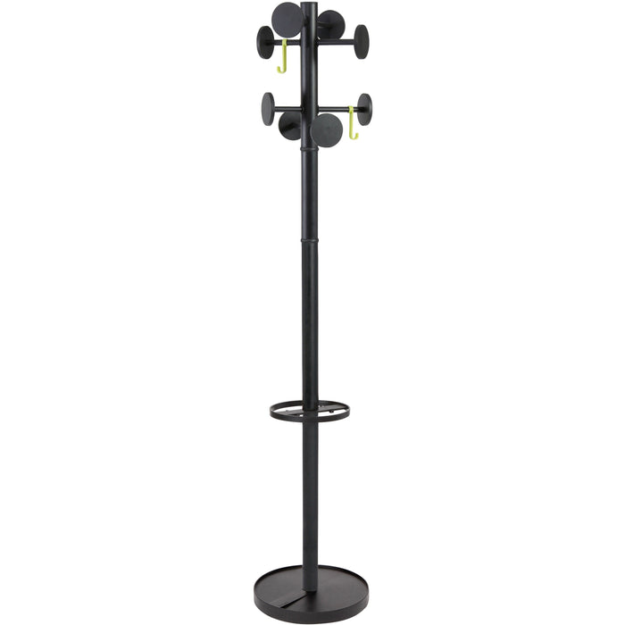Alba Coat Stand - 2 Hooks - 8 Pegs - 11.02 lb (5 kg) Capacity - 69.3" Height - for Coat, Garment, Clothes - Powder Coated - 1 Each
