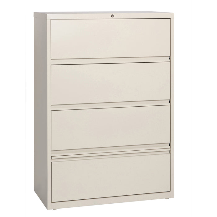 Lorell Fortress Series Lateral File - 36" Width x 18.6" Depth x 52.5" Height - 4 x Drawer(s) for File - Letter, Legal, A4 - Ball-bearing Suspension, Interlocking, Heavy Duty, Recessed Handle, Leveling Glide - Putty - Metal - Recycled - 1 Each