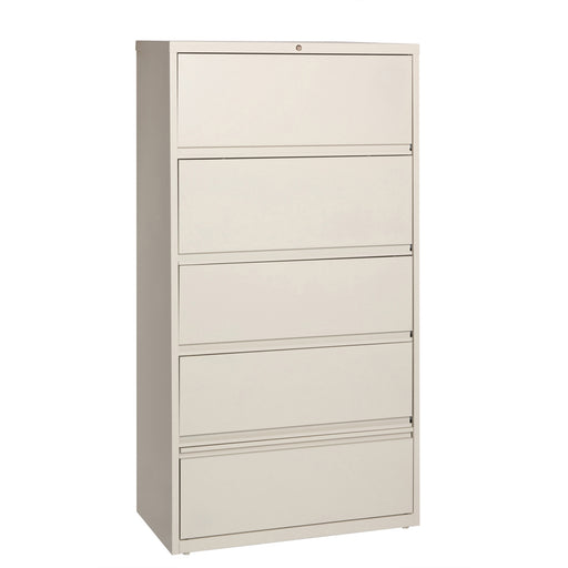 Lorell Fortress Series Lateral File - 36" Width x 18.6" Depth x 68.8" Height - 5 x Drawer(s) for File - A4, Legal, Letter - Ball-bearing Suspension, Recessed Handle, Leveling Glide, Heavy Duty, Interlocking - Putty - Steel - Recycled - 1 Each