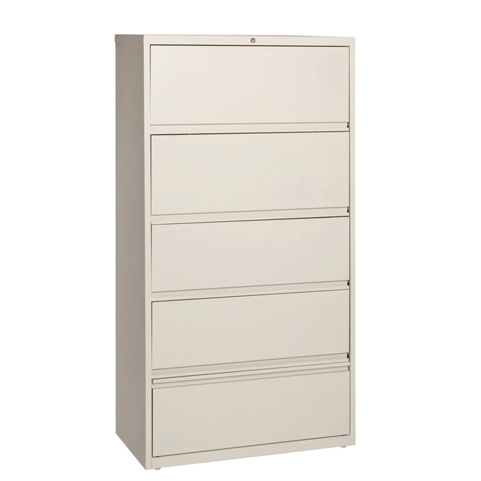 Lorell Fortress Series Lateral File - 36" Width x 18.6" Depth x 68.8" Height - 5 x Drawer(s) for File - A4, Legal, Letter - Ball-bearing Suspension, Recessed Handle, Leveling Glide, Heavy Duty, Interlocking - Putty - Steel - Recycled - 1 Each