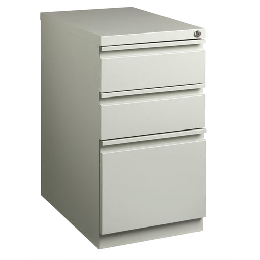Lorell 23" Box/Box/File Mobile File Cabinet with Full-Width Pull - 15" Width x 22.9" Depth x 27.7" Height - 3 x Drawer(s) for Box, File - Letter - Vertical - Ball-bearing Suspension, Security Lock, Recessed Handle - Light Gray - Steel - Recycled - 1 Each