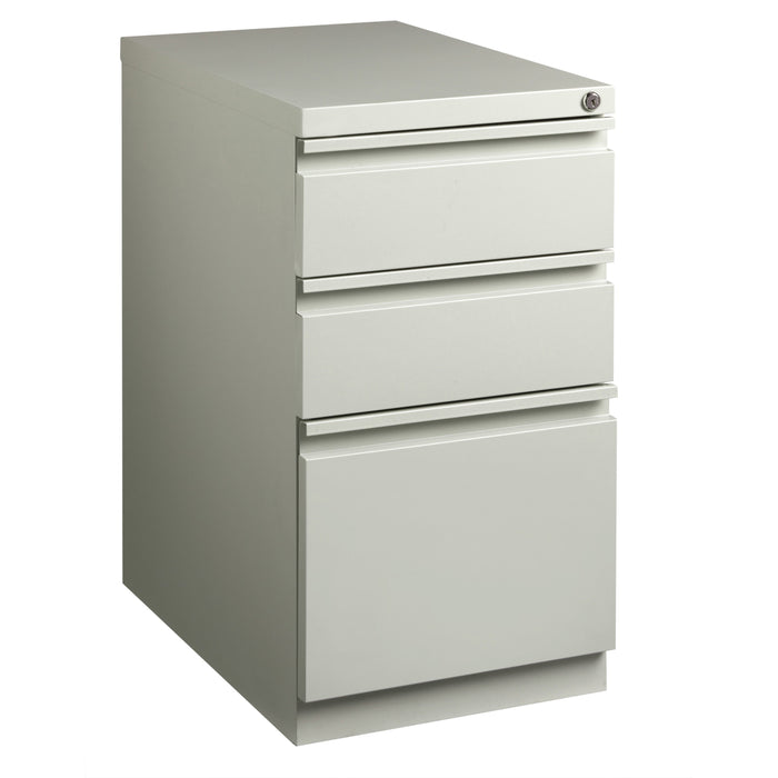 Lorell 23" Box/Box/File Mobile File Cabinet with Full-Width Pull - 15" Width x 22.9" Depth x 27.7" Height - 3 x Drawer(s) for Box, File - Letter - Vertical - Ball-bearing Suspension, Security Lock, Recessed Handle - Light Gray - Steel - Recycled - 1 Each