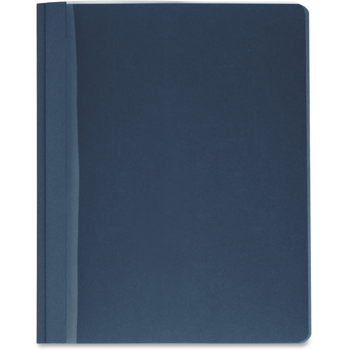 Business Source Letter Report Cover - 8 1/2" x 11" - 100 Sheets Capacity - 3 x Prong Fastener - Clear, Dark Blue - Textured, Non-stick - 25 / Box