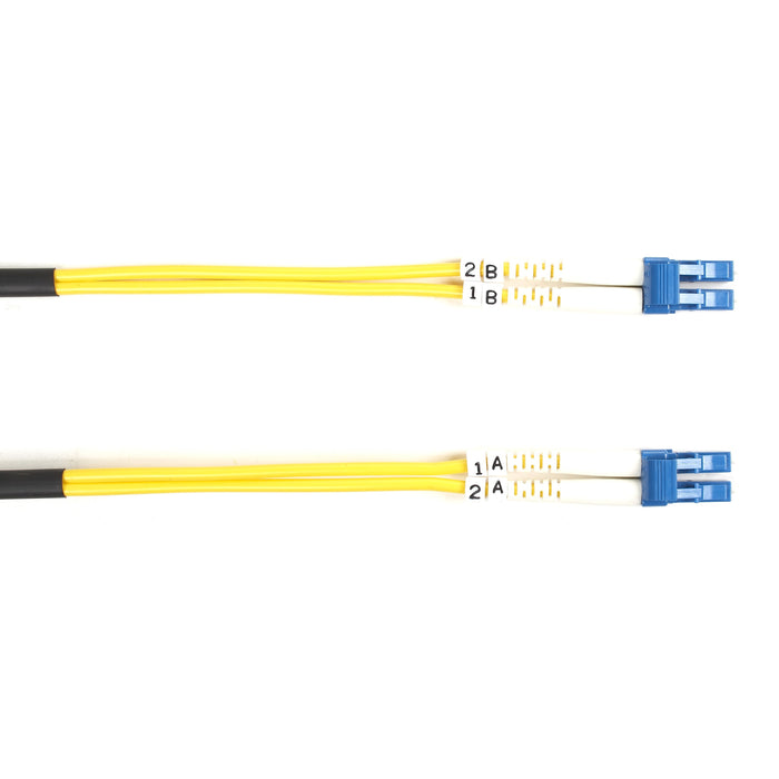 Black Box Fiber Optic Duplex Patch Network Cable - 32.80 ft Fiber Optic Network Cable for Transceiver, Switch, Server, Network Device - First End: 2 x LC Network - Male - Second End: 2 x LC Network - Male - 10 Gbit/s - Patch Cable - OFNR - 9/125 µm - Yell