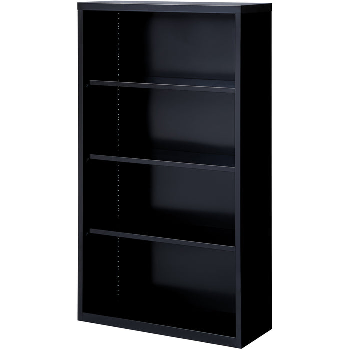 Lorell Fortress Series Bookcase - 34.5" Width x 13" Depth x 60" Height - 4 x Shelf(ves) - Black - Powder Coated - Steel - Recycled - 1 Each