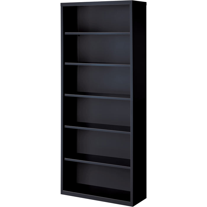 Lorell Fortress Series Bookcase - 34.5" Width x 13" Depth x 82" Height - 6 x Shelf(ves) - Black - Powder Coated - Steel - Recycled - 1 Each
