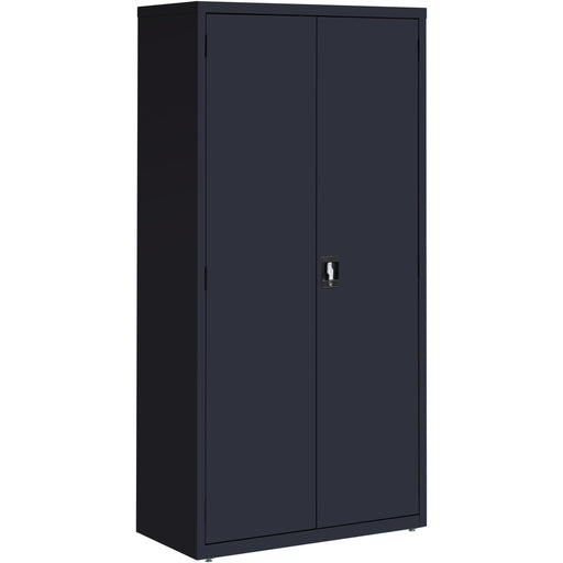 Lorell Fortress Series Storage Cabinet - 36" Width x 18" Depth x 72" Height - 5 x Shelf(ves) - Recessed Locking Handle, Hinged Door, Durable - Black - Powder Coated - Steel - Recycled - 1 Each