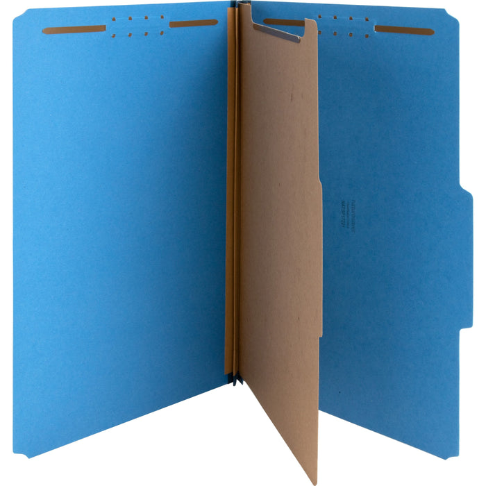 Nature Saver 2/5 Tab Cut Legal Recycled Classification Folder - 8 1/2" x 14" - 2" for Folder, 2" Fastener Capacity, 2" Fastener Capacity - Top Tab Location - Right of Center Tab Position - 1 Divider - 25 pt. - Dark Blue - Durable, Eco-friendly - 100% Recy
