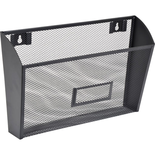 Lorell Mesh Wire Wall Pocket - 6.62" Height x 12.62" Width x 4.75" Depth - Black - 1 Each