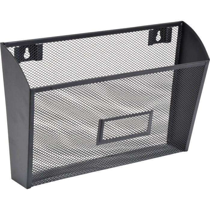Lorell Mesh Wire Wall Pocket - 6.62" Height x 12.62" Width x 4.75" Depth - Black - 1 Each