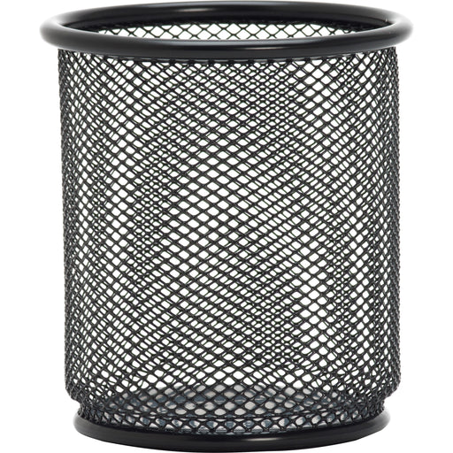 Lorell Mesh Wire Pencil Cup Holder - 3.5" Height x 3.9" Width - Steel - Black - 1 Each