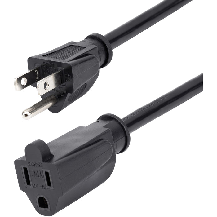 StarTech.com 3 ft Power Extension Cord - NEMA 5-15R to NEMA 5-15P - For Computer, Printer, Scanner, Monitor, Power Strip, Surge Protector, Server - 125 V AC / 13 A - Black - 3 ft Cord Length - NEMA 5-15R / NEMA 5-15P - North America - 1 Each