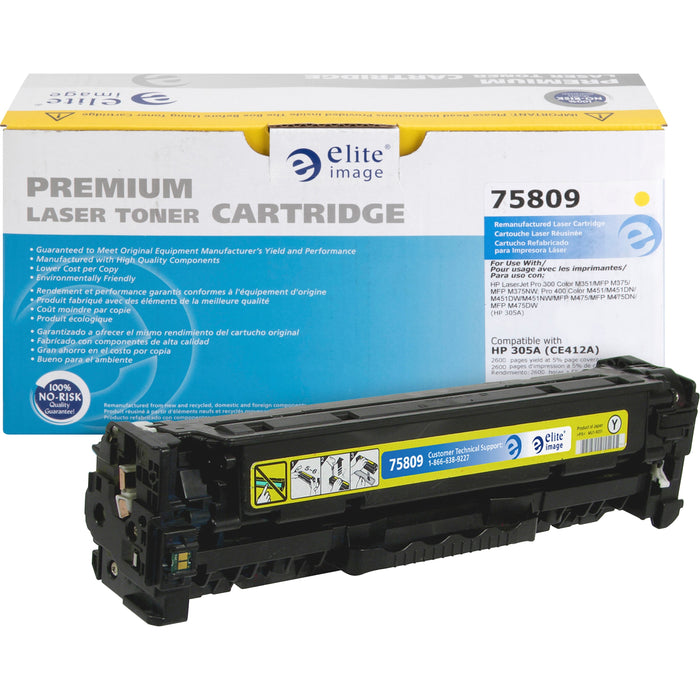Elite Image Remanufactured Laser Toner Cartridge 305A (CE412A) - Yellow - 1 Each - 2600 Pages