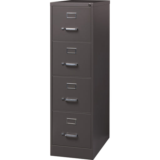 Lorell Fortress Series 26-1/2" Commercial-Grade Vertical File Cabinet - 15" Width x 26.5" Depth x 52" Height - 4 x Drawer(s) for File - Letter - Vertical - Label Holder, Drawer Extension, Ball-bearing Suspension, Heavy Duty, Security Lock - Medium Tone -