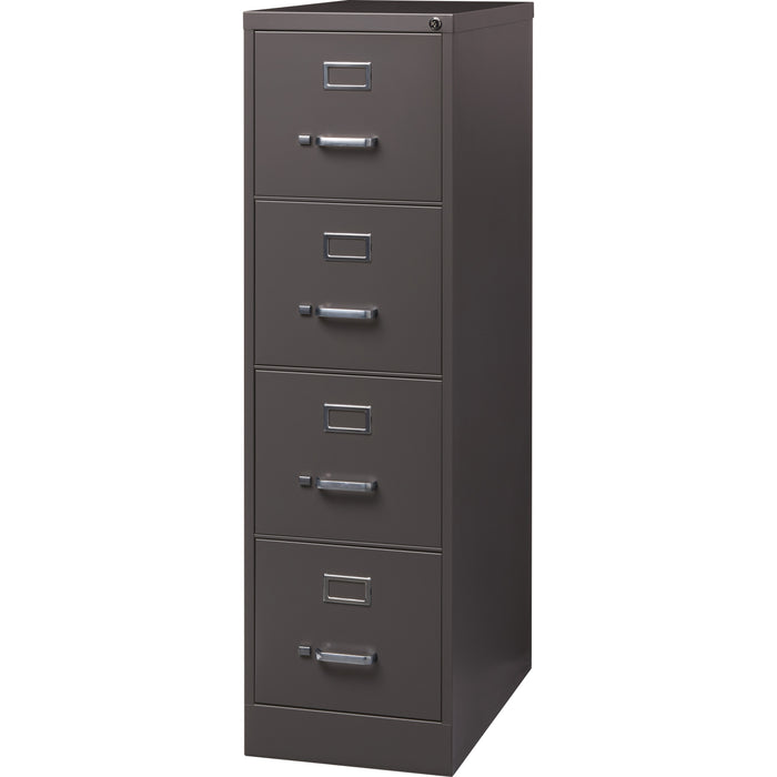 Lorell Fortress Series 26-1/2" Commercial-Grade Vertical File Cabinet - 15" Width x 26.5" Depth x 52" Height - 4 x Drawer(s) for File - Letter - Vertical - Label Holder, Drawer Extension, Ball-bearing Suspension, Heavy Duty, Security Lock - Medium Tone -