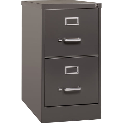 Lorell Fortress Series 26-1/2" Commercial-Grade Vertical File Cabinet - 15" Width x 26.5" Depth x 28.4" Height - 2 x Drawer(s) for File - Letter - Vertical - Label Holder, Drawer Extension, Ball-bearing Suspension, Heavy Duty, Security Lock - Medium Tone